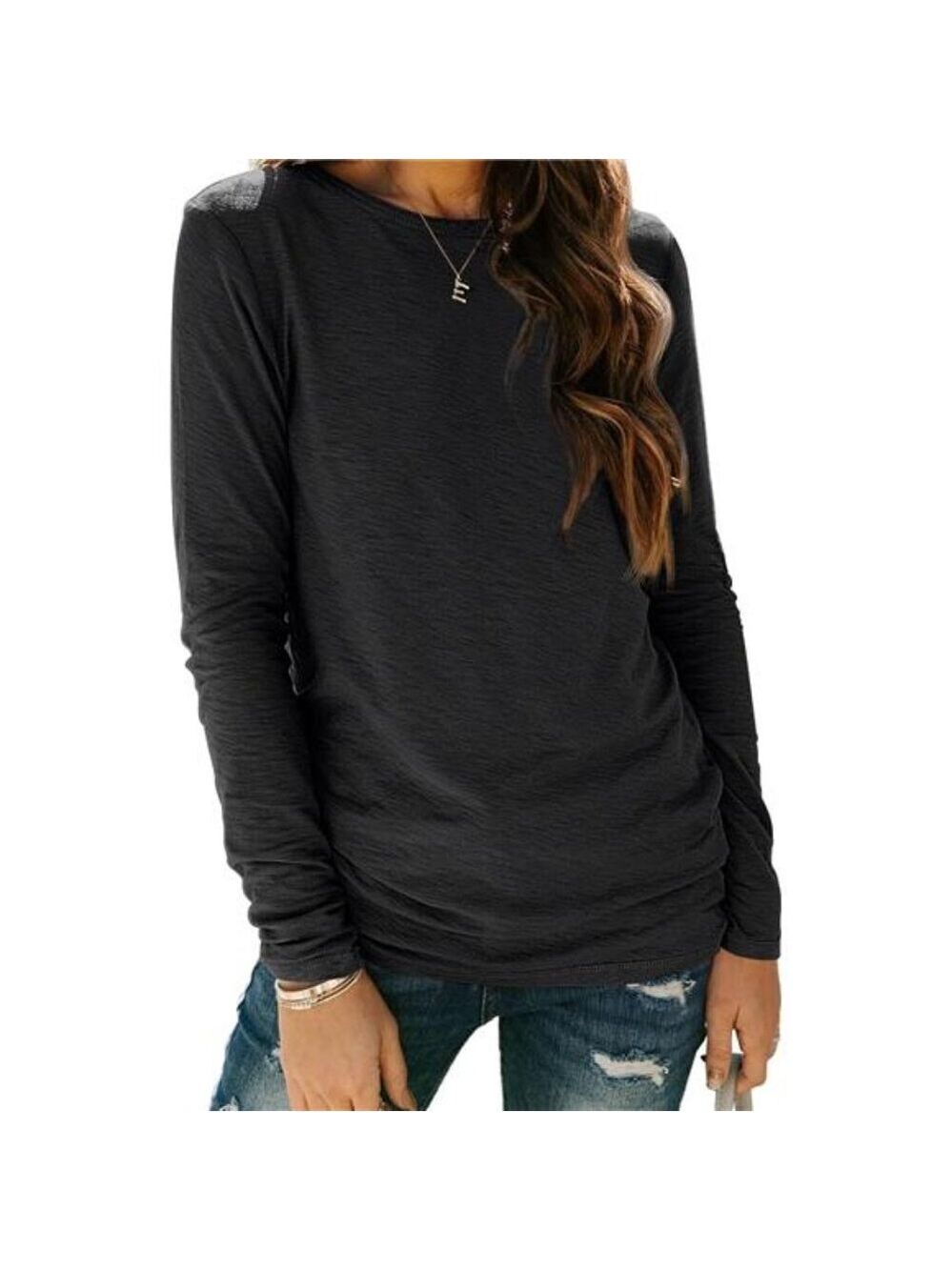 Womens Long Sleeve Shirt Casual Business Top Plus Size Workout Fall Winter Tee